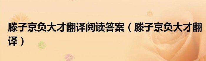 滕子京负大才翻译阅读答案（滕子京负大才翻译）