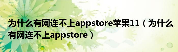 为什么有网连不上appstore苹果11（为什么有网连不上appstore）