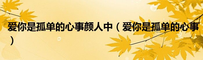 爱你是孤单的心事颜人中（爱你是孤单的心事）
