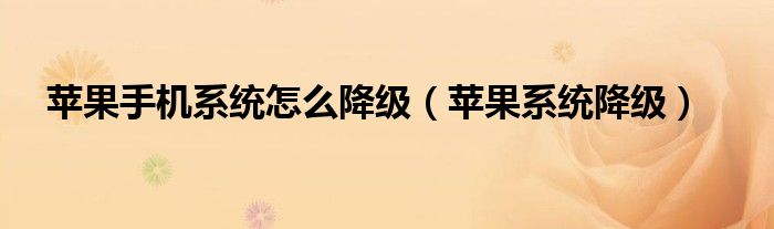 苹果手机系统怎么降级（苹果系统降级）