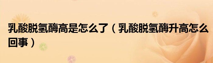 乳酸脱氢酶高是怎么了（乳酸脱氢酶升高怎么回事）