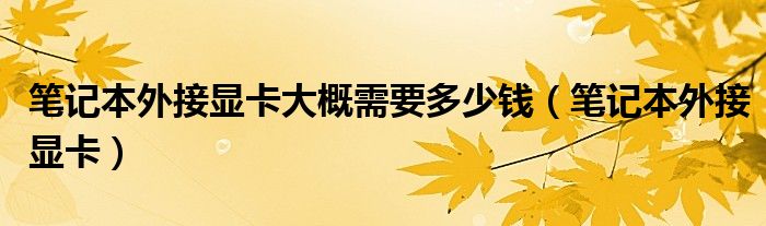 笔记本外接显卡大概需要多少钱（笔记本外接显卡）