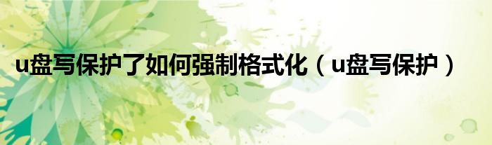 u盘写保护了如何强制格式化（u盘写保护）