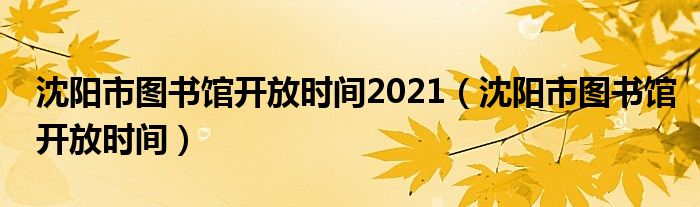 沈阳市图书馆开放时间2021（沈阳市图书馆开放时间）