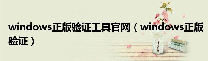 windows正版验证工具官网（windows正版验证）
