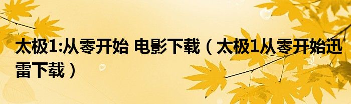 太极1:从零开始 电影下载（太极1从零开始迅雷下载）