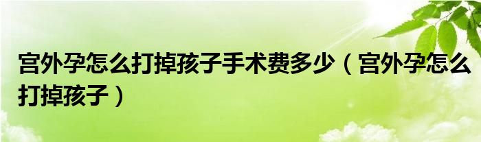 宫外孕怎么打掉孩子手术费多少（宫外孕怎么打掉孩子）