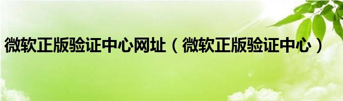 微软正版验证中心网址（微软正版验证中心）