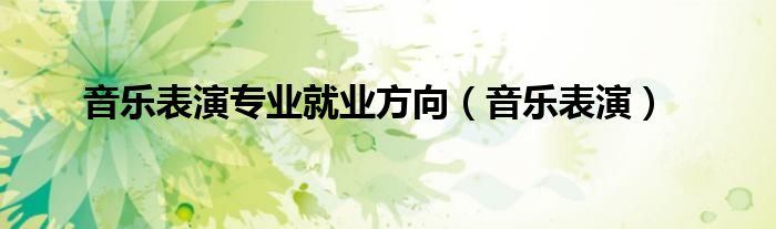音乐表演专业就业方向（音乐表演）