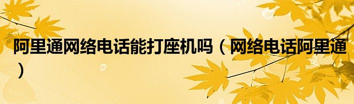 阿里通网络电话能打座机吗（网络电话阿里通）