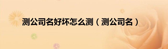 测公司名好坏怎么测（测公司名）