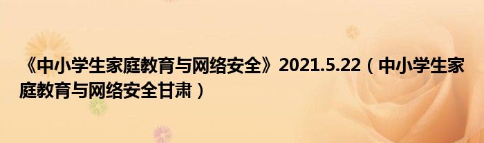 《中小学生家庭教育与网络安全》2021.5.22（中小学生家庭教育与网络安全甘肃）