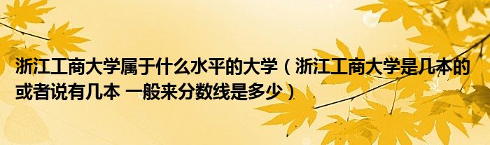 浙江工商大学属于什么水平的大学（浙江工商大学是几本的 或者说有几本 一般来分数线是多少）