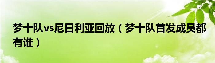 梦十队vs尼日利亚回放（梦十队首发成员都有谁）