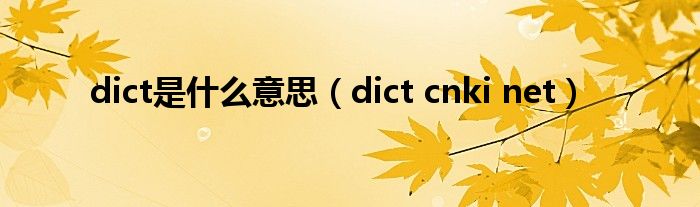 dict是什么意思（dict cnki net）