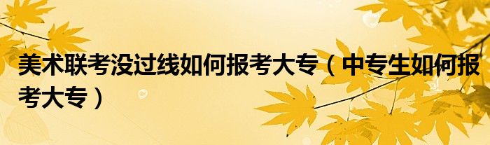 美术联考没过线如何报考大专（中专生如何报考大专）