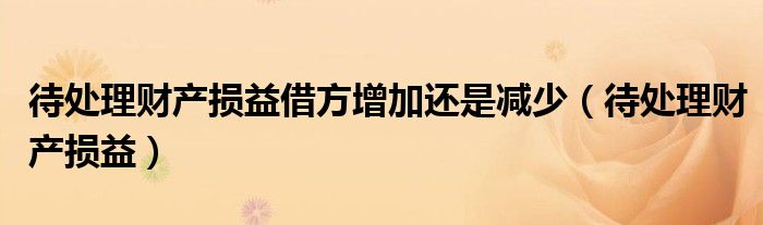 待处理财产损益借方增加还是减少（待处理财产损益）