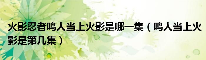 火影忍者鸣人当上火影是哪一集（鸣人当上火影是第几集）