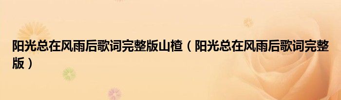 阳光总在风雨后歌词完整版山楂（阳光总在风雨后歌词完整版）