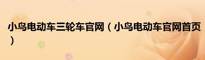 小鸟电动车三轮车官网（小鸟电动车官网首页）