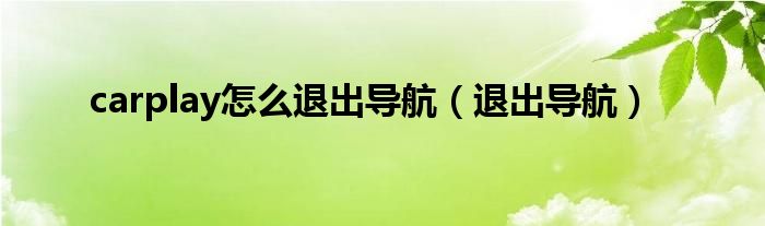 carplay怎么退出导航（退出导航）