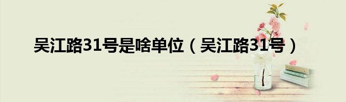 吴江路31号是啥单位（吴江路31号）
