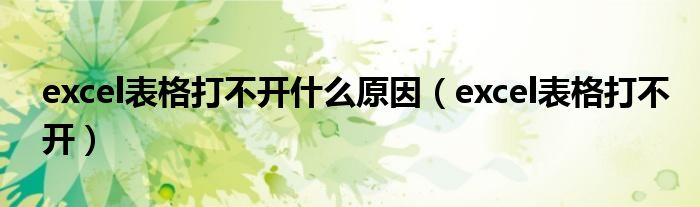 excel表格打不开什么原因（excel表格打不开）