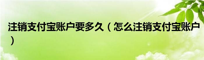 注销支付宝账户要多久（怎么注销支付宝账户）