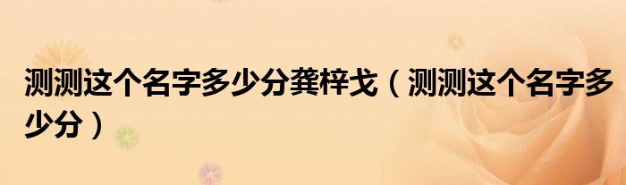 测测这个名字多少分龚梓戈（测测这个名字多少分）