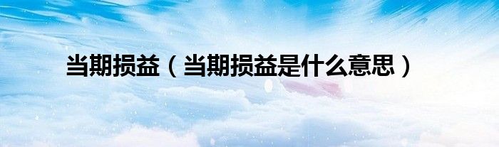 当期损益（当期损益是什么意思）