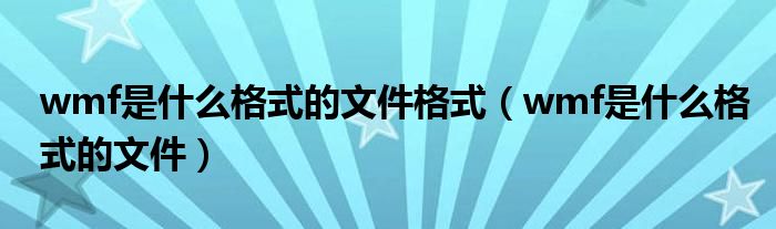 wmf是什么格式的文件格式（wmf是什么格式的文件）