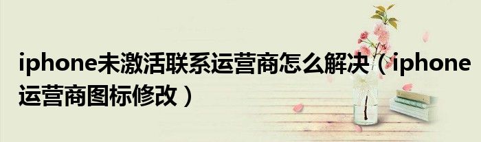 iphone未激活联系运营商怎么解决（iphone运营商图标修改）