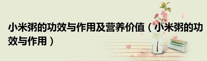 小米粥的功效与作用及营养价值（小米粥的功效与作用）