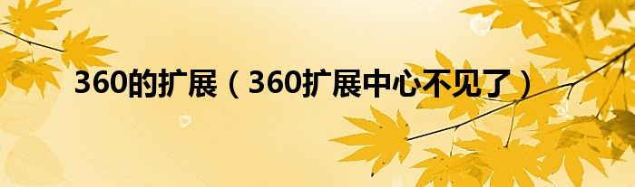 360的扩展（360扩展中心不见了）