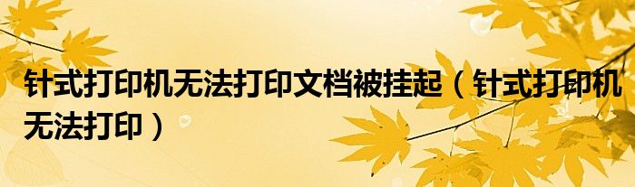 针式打印机无法打印文档被挂起（针式打印机无法打印）