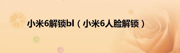 小米6解锁bl（小米6人脸解锁）