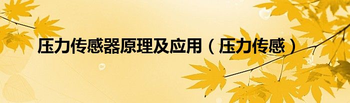 压力传感器原理及应用（压力传感）