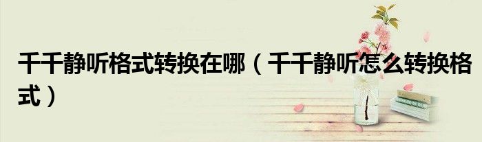 千千静听格式转换在哪（千千静听怎么转换格式）