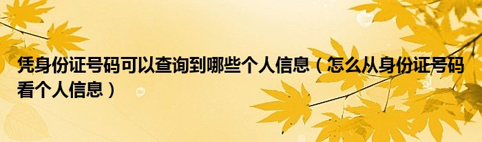 凭身份证号码可以查询到哪些个人信息（怎么从身份证号码看个人信息）