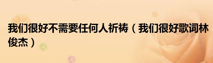 我们很好不需要任何人祈祷（我们很好歌词林俊杰）