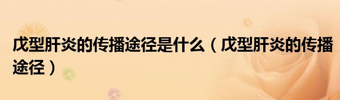 戊型肝炎的传播途径是什么（戊型肝炎的传播途径）