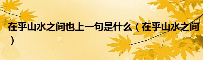 在乎山水之间也上一句是什么（在乎山水之间）