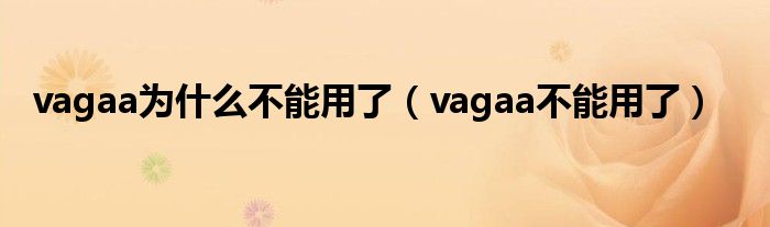 vagaa为什么不能用了（vagaa不能用了）