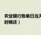 农业银行账单日当天刷卡什么时候还（账单日当天刷卡什么时候还）