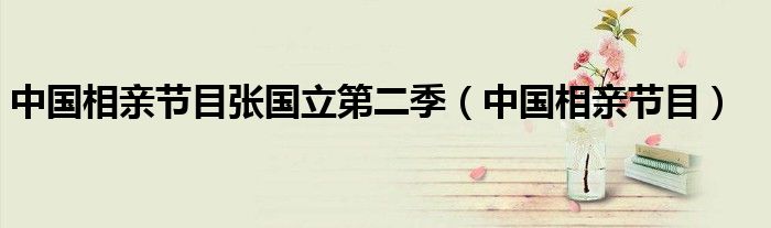 中国相亲节目张国立第二季（中国相亲节目）