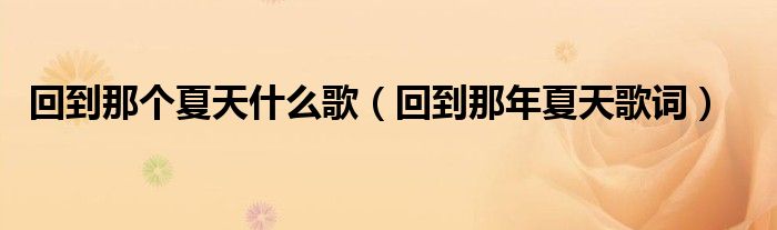回到那个夏天什么歌（回到那年夏天歌词）