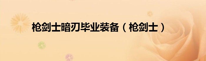 枪剑士暗刃毕业装备（枪剑士）