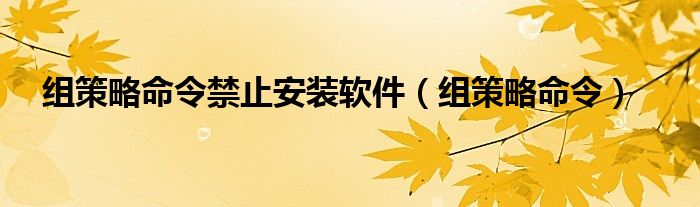 组策略命令禁止安装软件（组策略命令）