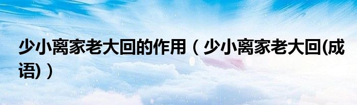少小离家老大回的作用（少小离家老大回(成语)）