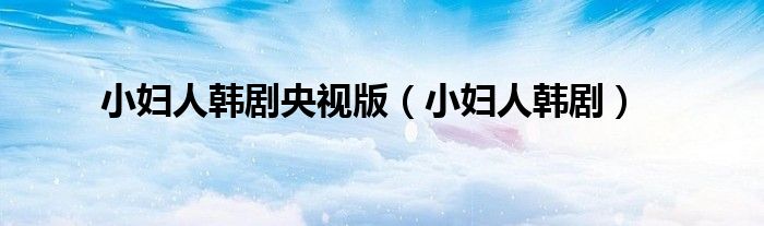 小妇人韩剧央视版（小妇人韩剧）